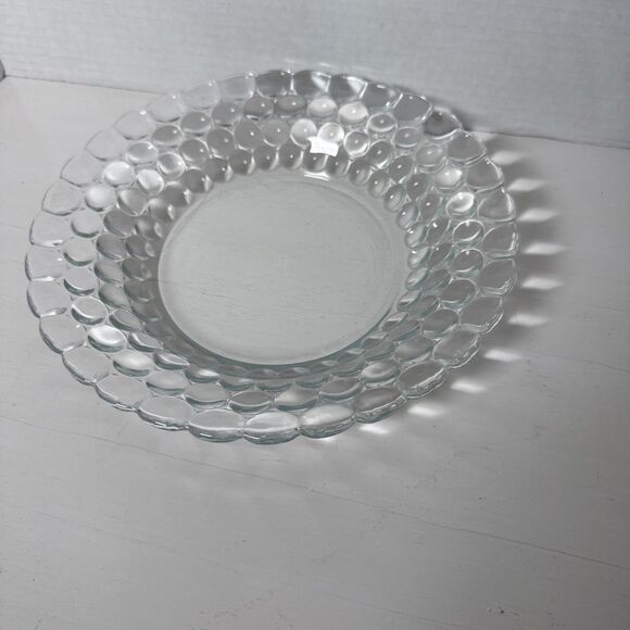 Vintage Clear Bubble Glass Round 8.75" Bowl Dish Bubble - Picture 5 of 9